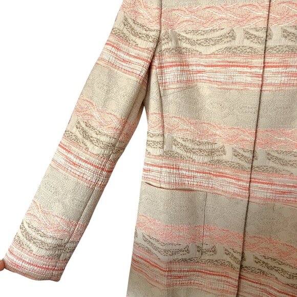 Basler Luxury Blazer Peach Irridescent Duster Snap Button Collarless Womens 8 US - Picture 3 of 13